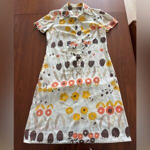Vintage Pat Perkins white dress with flowers